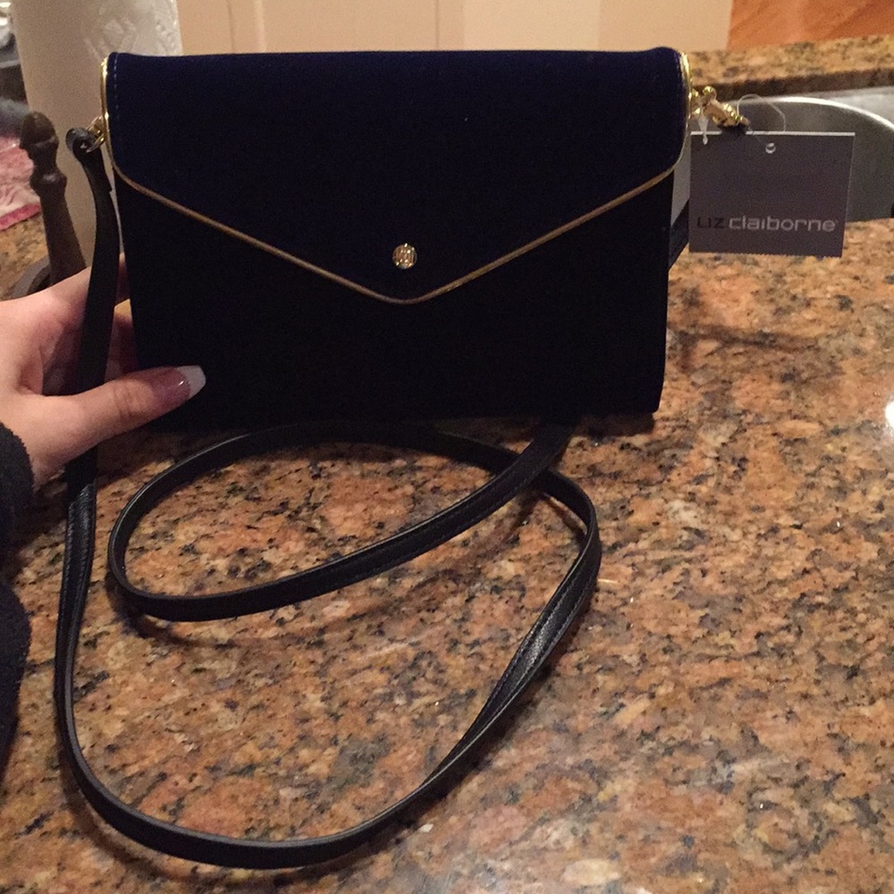 NEW Midnight blue velvet clutch/shoulder bag